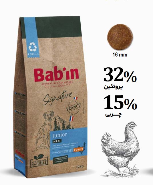 غذای کامل برای توله های نژاد بزرگ - Babin Maxi Junior 12 kg